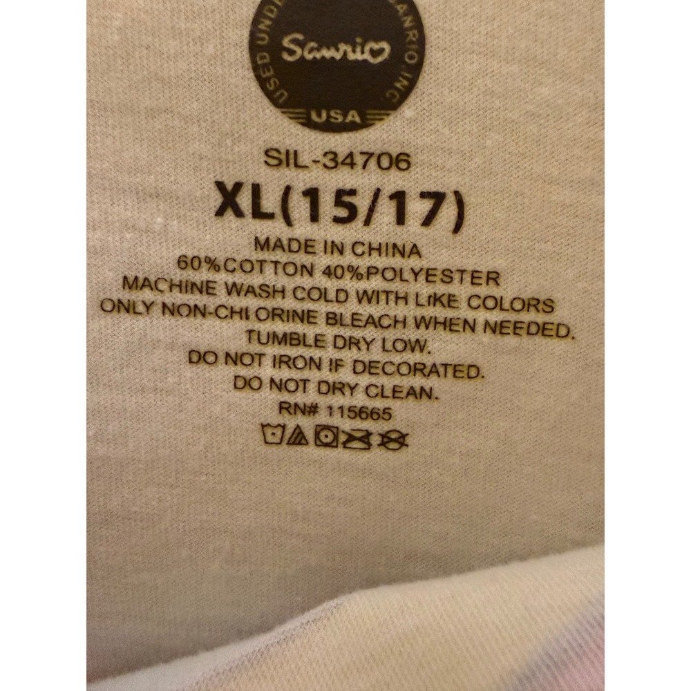 Hello Kitty Sanrio Rainbow Graphic T-Shirt White Bioworld XL 15/17 SIL-34706 - Picture 4 of 5